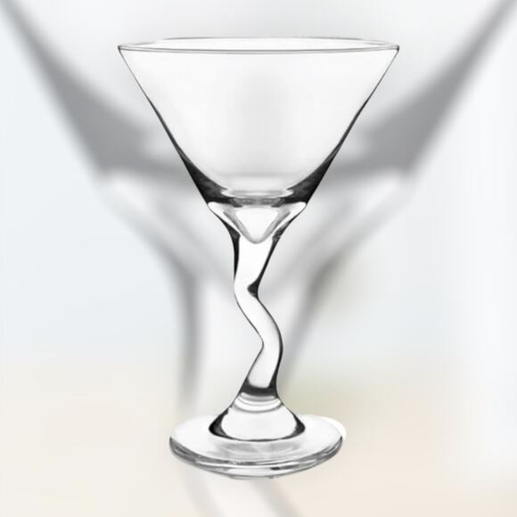 Set of  4 Libbey Z-Stem Zig Zag Bent Martini Glasses Clear - Picture 5 of 7
